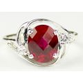 Created Ruby, 925 Sterling Silver Ladies Ring, ...