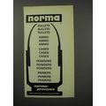 1970 Norma Ad - Bullets Ammo Cases Powders Primers
