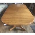 Solid Wood Pedestal Dining Room Table w/Two Lea...