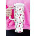 White Cartoon Christmas Tree Printed Thermos Cup