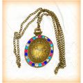 Crystal Clock Pendant Antiqued Bronze Necklace ...