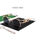 New Gold Retro Round Lens Sunglasses