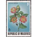 MALDIVES, FLOWER, Red Sage, blue 1973, 1L