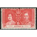 Antigua 1937 Coronation 1d Carmine SG95 AvM