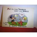 TROUBLES/BUBBLES, CHILD'S BIRTHDAY, unused vint...