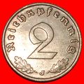 SWASTIKA 1936-1940: GERMANY ★ 2 PFENNIGS 1939J ...