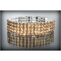 4 Row Wedding Party Champagne Rhinestone Stretc...