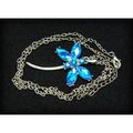 Blue Crystal Butterfly Charm Pendant Silver Ton...