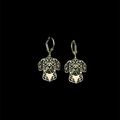 New Silver Tone Puggle Dog Pendant Earrings