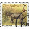 ZIMBABWE, MAMMAL, Black Rhinoceros, yellow 1990...