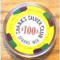 Sparks Silver Club $100. CASINO CHIP - 1972 - S...