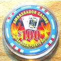 AMBASSADOR $100. Casino Chip - San Juan, Puerto...