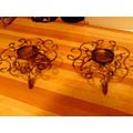 Avon scroll pattern pair candle holders metal