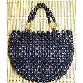 Jana Wood Black/Brown Bead SM 7.5" x 5.5" Handb...