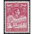 Turks and Caicos KGVI 1938-45 2s Bright Rose-Ca...
