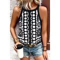 Black Abstract Dot Flower Print Tank Top