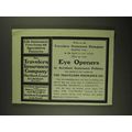 1903 Travelers Insurance Ad - Eye Openers