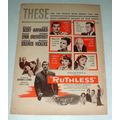 1948 Ruthless Movie Ad w/ Zachary Scott, Martha Vickers