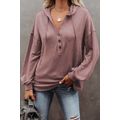 Buttoned High and Low Hem Hoodie