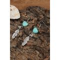Silvery Turquoise Heart Shape Alloy Feather Dro...