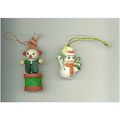 2 VINTAGE CHRISTMAS WOOD CLOWN ON DRUM & PORCEL...