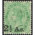 India 1891 Surcharge 2½a on 4½a Yellow Green SG...