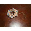 Vintage Glass & Faux Pearl Brooch (Blue Stones ...