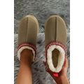Sage Green Suede Contrast Print Round Toe Plush...
