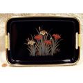 1950's Vintage Black Two Handled Metal Floral D...