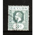 CEYLON 1923 SG340 3c SLATE GREY FINE USED