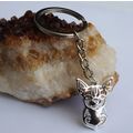 CHIHUAHUA SILVER METAL KEY RING IN VELVET GIFT BAG