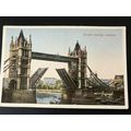 Vintage Postcard Tower Bridge raised boat LONDO...