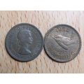 GB 1954 Elizabeth II Wren Farthing Coin