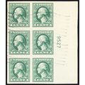 531, Used Superb 1¢ Plate Block of Six Stamps -...