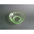 Art Deco Small Green Glass Triangular Bowl / Dish.