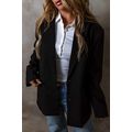 Black Lapel Flap Pocket Buttoned Blazer