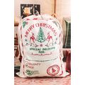White Merry Christmas Elk Print Drawstring Gift...