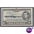 Ascension Island 1938 SG44 1s Black & Sepia Mtd...