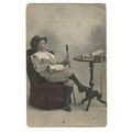 Social History, Young Man Smoking Cigar, Postcard.