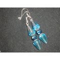 Graceful double crystal glass cone blue faceted...