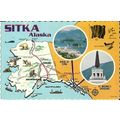 United States ALASKA SITKA Map Postcard (B10431)