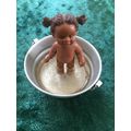 Baby Girl Standing in a Bath 1:12th scale minia...