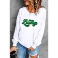White Shiny Trim Chenille Lucky Pattern Sweatshirt