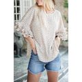 Khaki Dolman Ruffled Sleeve Loose Blouse