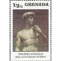 GRENADA, FINE ART, Boy David, Michelangelo, brown 1975, ½c, #2