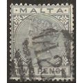 Malta 1880 SG23 2d Grey Wmk Crown CA Good+ Used ..