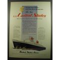 1952 United States Lines Cruise Ad - Less than 5 days to Europe