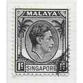SINGAPORE MALAYA 1948 KG6 USED 1c BLACK SG1 1 S...