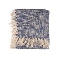 Blue and White Woven Cotton Solid Color Throw B...