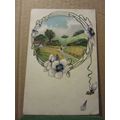 COUNTRY SCENE with clematis unused vintage post...